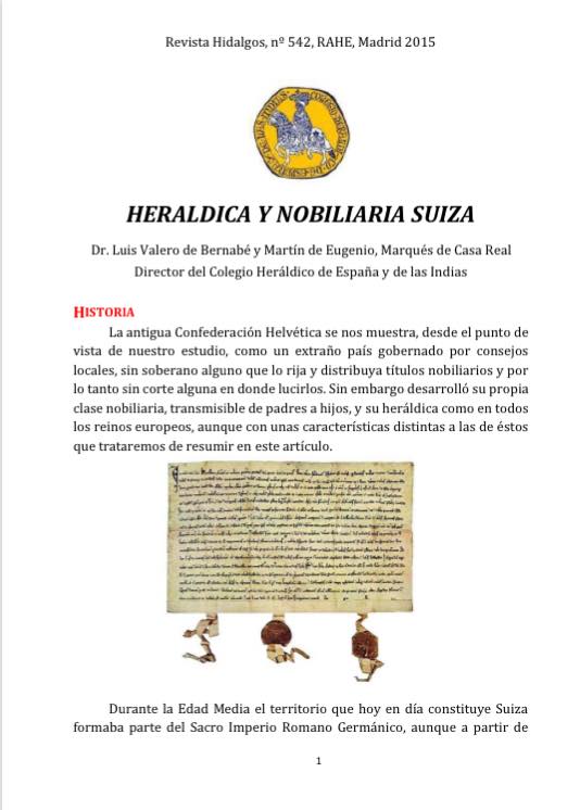 La Nobleza ciudadana y su heráldicaSuiza