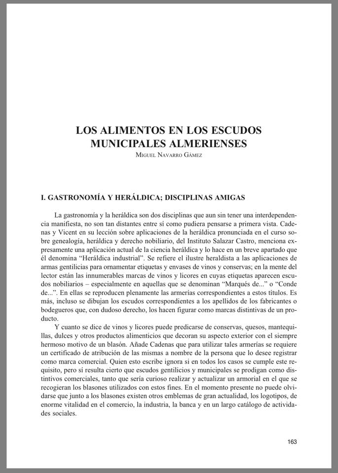 Los Alimentos en los Escudos Municipales Almerienses.